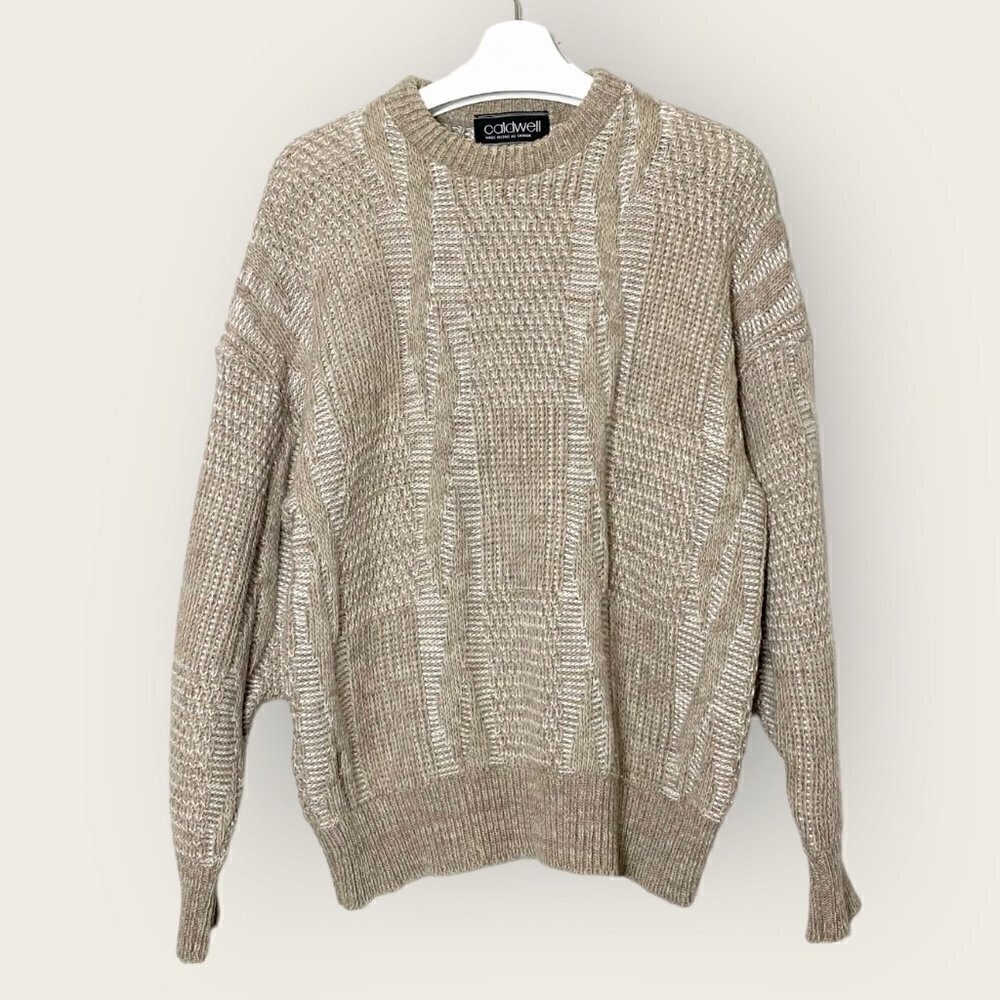 Vintage Wool Blend Oversized Mixed Knit Grandpa Dad Sweater